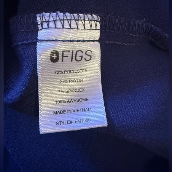 Figs Technical Collection Blue  Scrub Nurse Top Women’s Navy Blue Size XL pocket - Picture 7 of 13